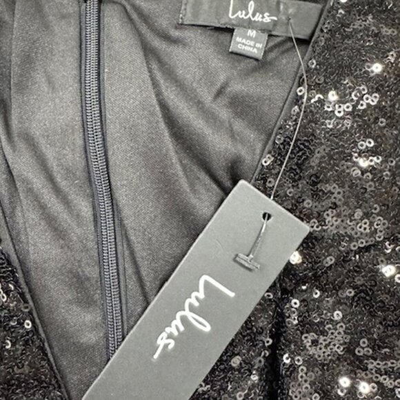 NWT Lulus Dazzling Entrance Black Sequin Long Sleeve Bodycon Mini Dress - Picture 7 of 9